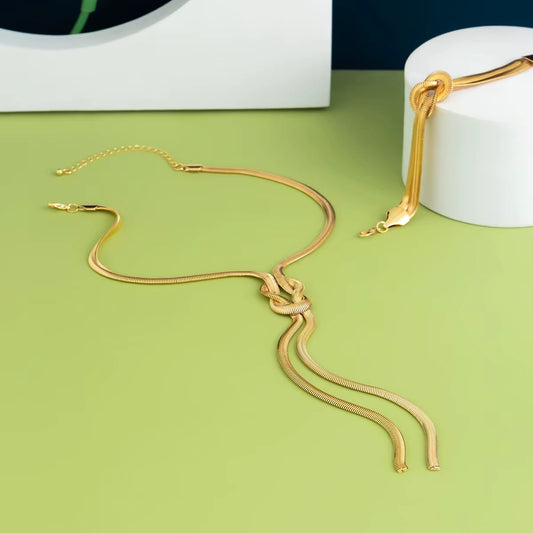 2PCS Snake Chain Necklace & Bracelet Set | Vintage Y2K Jewelry