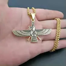 Stainless steel Faravahar necklace with Persian-inspired design