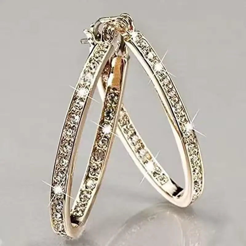 Round gold statement hoop earrings for women