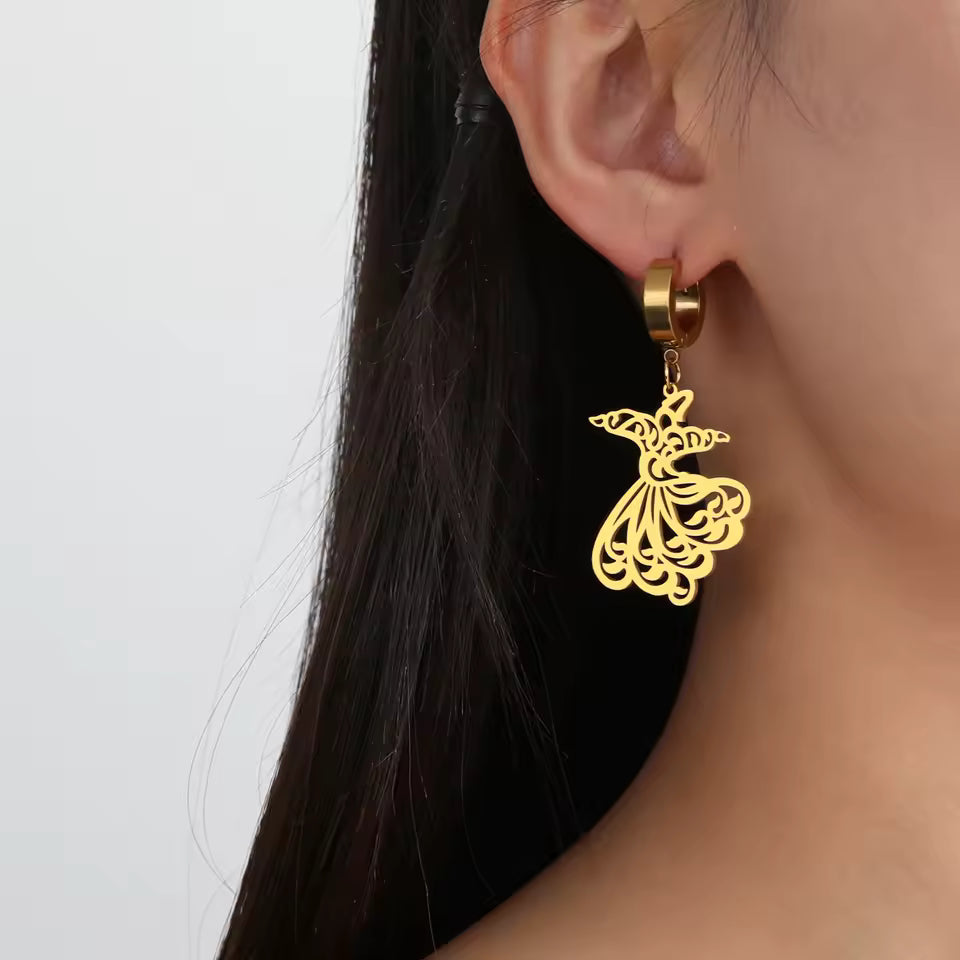 Lightweight stainless steel Sufi dance earrings for Ramadan gifts