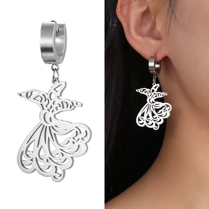 Gold color stainless steel Sufi dervish earrings for ladies